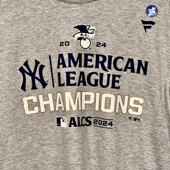 Fanatics 2024 ACLS Champions New York Yankees Locker Room Tee T Shirt Sz L Gray - Picture 2 of 5